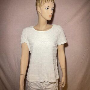 East 5th Essentials White Textured Short Sleeve Blouse Size Medium